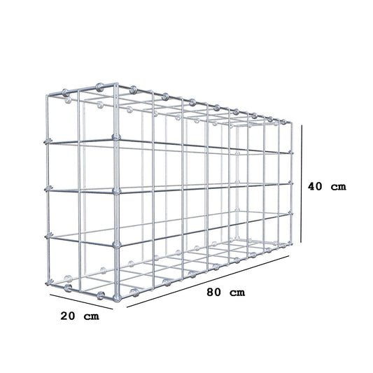 Gabion 80 cm x 40 cm x 20 cm (L x H x D), mesh size 10 x 10 cm, spiral ring