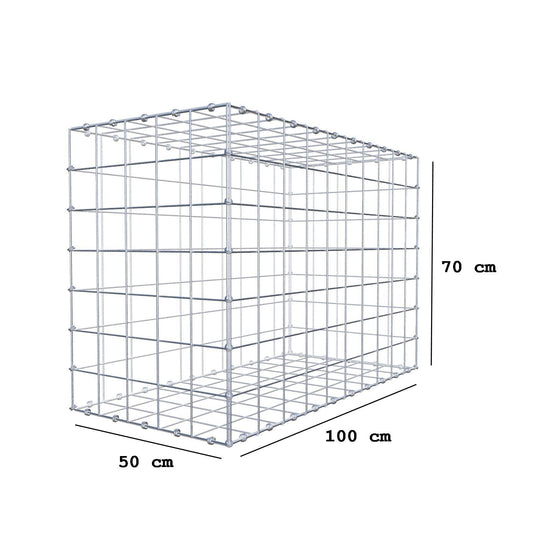 Gabião 100 cm x 70 cm x 50 cm (C x A x P), malhagem 10 x 10 cm, anel espiral