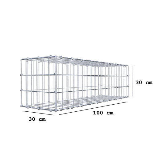 Gabion 100 cm x 30 cm x 30 cm (L x H x D), mesh size 5 x 10 cm, spiral ring