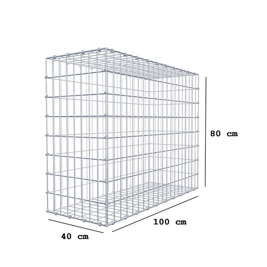 Schanskorf 100 cm x 80 cm x 40 cm (L x H x D), maaswijdte 5 x 10 cm, spiraalring