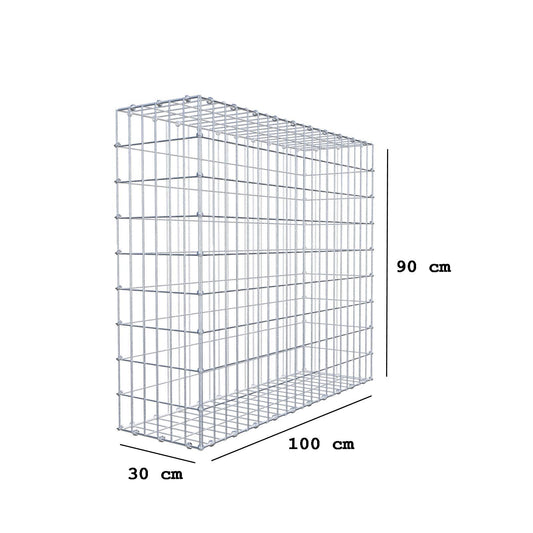 Gabbione 100 cm x 90 cm x 30 cm (L x H x P), maglia 5 x 10 cm, anello a spirale