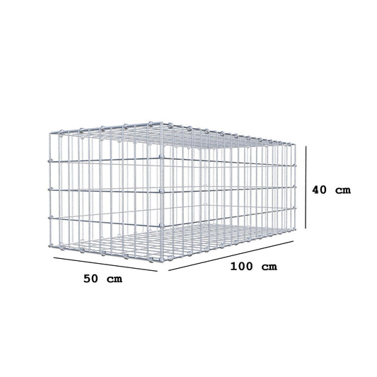 Gabion 100 cm x 40 cm x 50 cm (L x H x D), maskstorlek 5 x 10 cm, spiralring