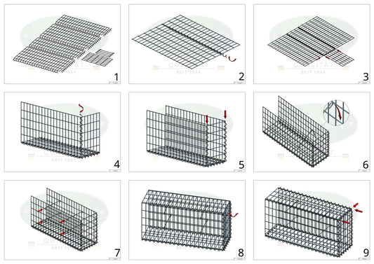 Anbaugabione Typ 2 100 cm x 20 cm x 30 cm (L x H x T), Maschenweite 5 cm x 10 cm, Spirale