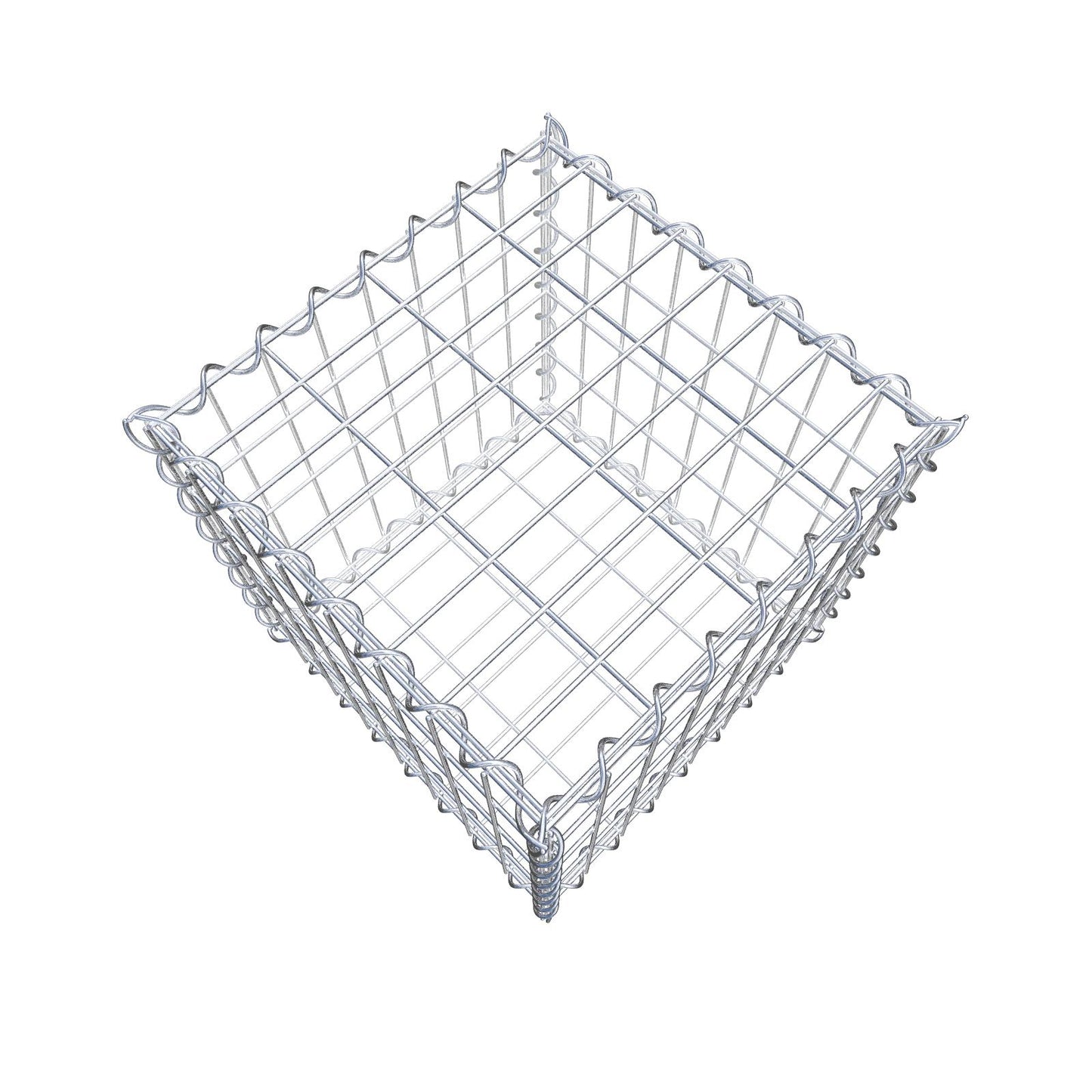 Gabião 40 cm x 40 cm x 40 cm (C x A x P), malhagem 5 cm x 10 cm, espiral