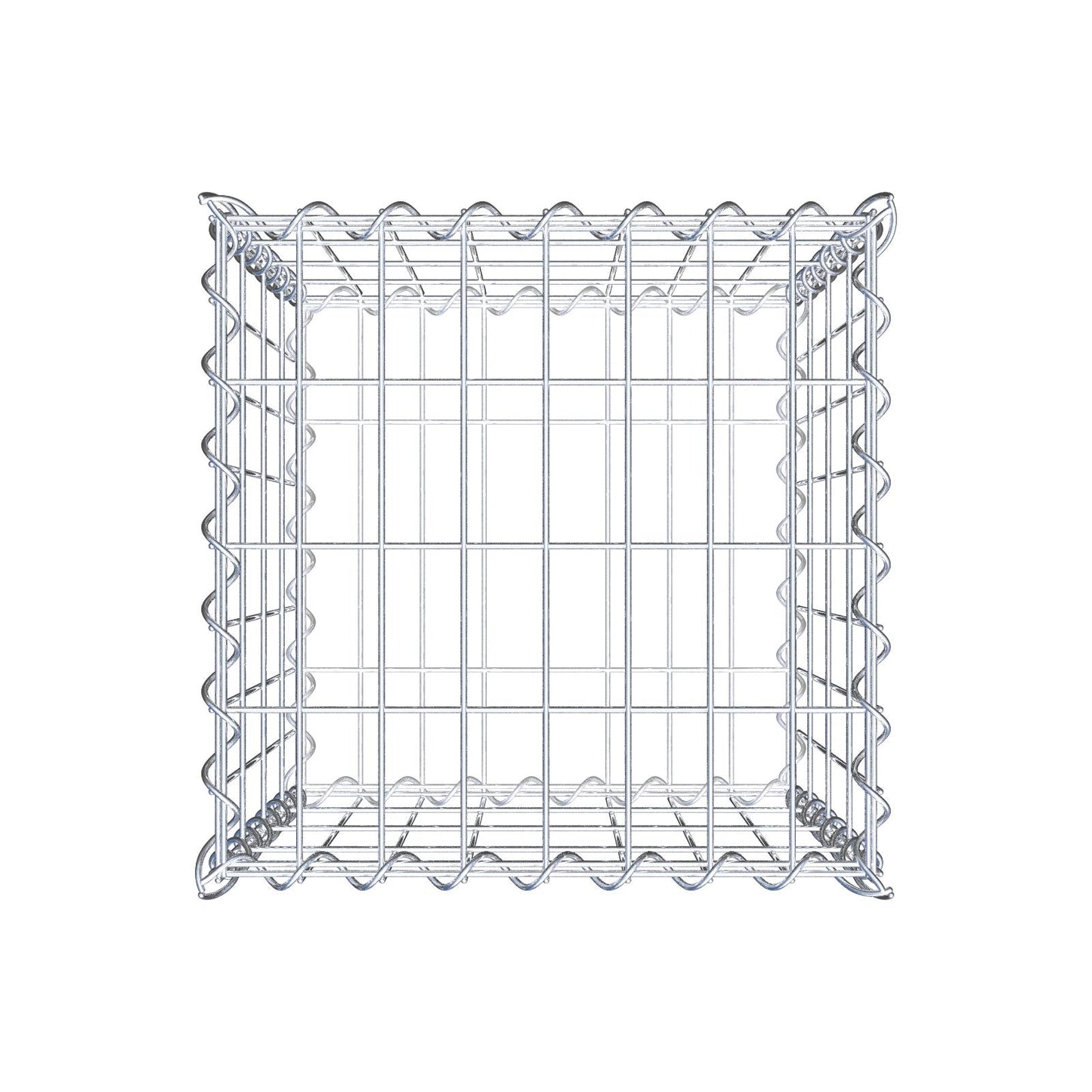 Gabião 40 cm x 40 cm x 40 cm (C x A x P), malhagem 5 cm x 10 cm, espiral