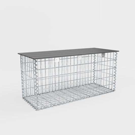 Havebænk spiralgabion 105 x 50 x 50 cm - MW 5 x 10 cm, med genbrugsbetræk i antracit