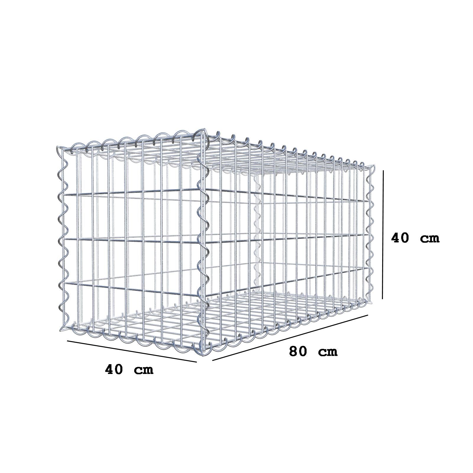 Gabbione 80 cm x 40 cm x 40 cm (L x H x P), maglia 5 cm x 10 cm, spirale