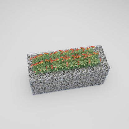 Lecho elevado rectangular 100 cm x 40 cm x 40 cm (largo x alto x fondo), malla 5 x 10 cm, espesor de pared 10 cm