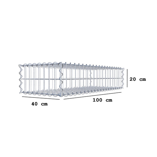 Gabione 100 cm x 20 cm x 40 cm (L x H x T), Maschenweite 5 cm x 10 cm, Spirale