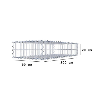 Gabion 100 cm x 20 cm x 50 cm (L x H x D), maskestørrelse 5 cm x 10 cm, spiral