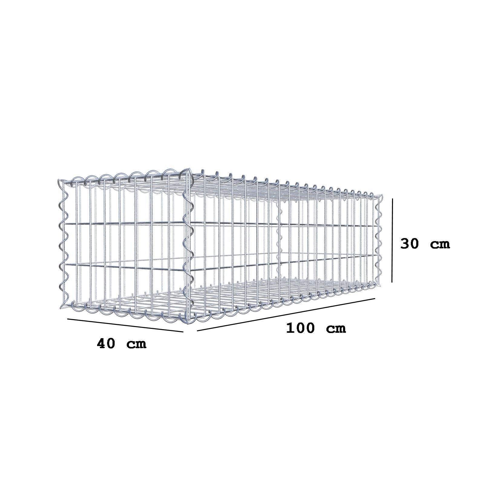 Gabion 100 cm x 30 cm x 40 cm (L x H x P), mailles 5 cm x 10 cm, spirale