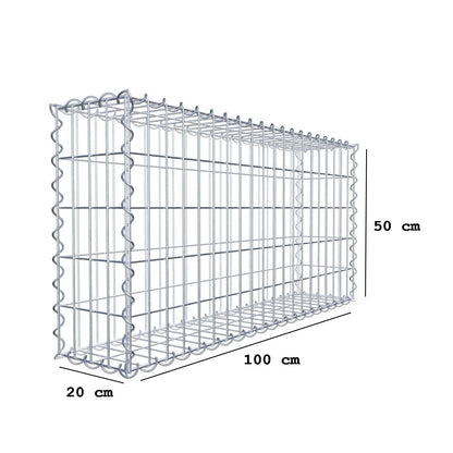 Gabion 100 cm x 50 cm x 20 cm (L x H x D), maskstorlek 5 cm x 10 cm, spiral