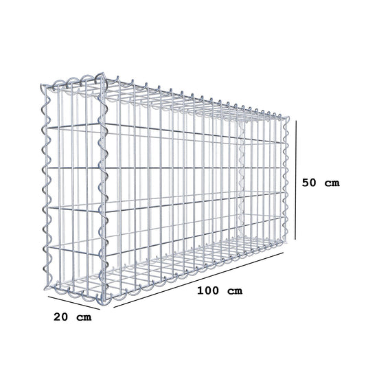 Gabion 100 cm x 50 cm x 20 cm (L x H x D), mesh size 5 cm x 10 cm, spiral