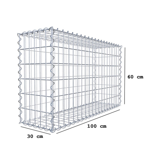 Gabion 100 cm x 60 cm x 30 cm (L x H x D), mesh size 5 cm x 10 cm, spiral