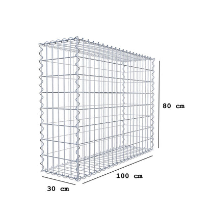 Gabion 100 cm x 80 cm x 30 cm (L x H x D), maskstorlek 5 cm x 10 cm, spiral