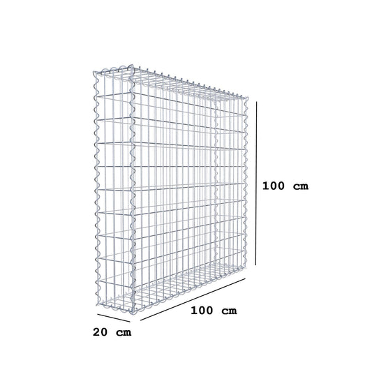 Gabion 100 cm x 100 cm x 20 cm (L x H x D), maskstorlek 5 cm x 10 cm, spiral