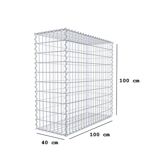 Gabion 100 cm x 100 cm x 40 cm (L x H x D), maskestørrelse 5 cm x 10 cm, spiral