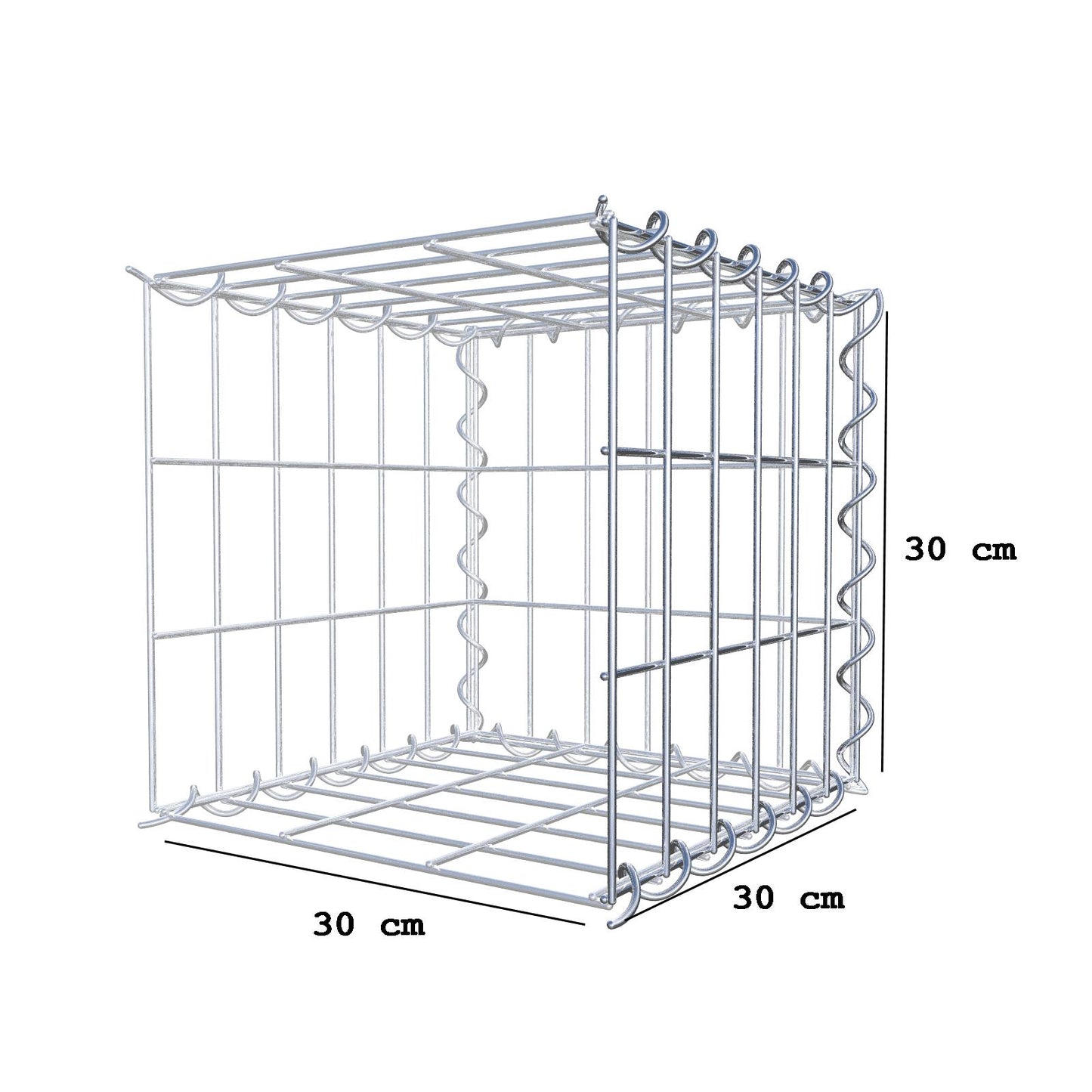 Gabion rapporté type 2 30 cm x 30 cm x 30 cm (L x H x P), mailles 5 cm x 10 cm, spirale