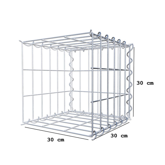 Gabião tipo 2 30 cm x 30 cm x 30 cm (C x A x P), malhagem 5 cm x 10 cm, espiral