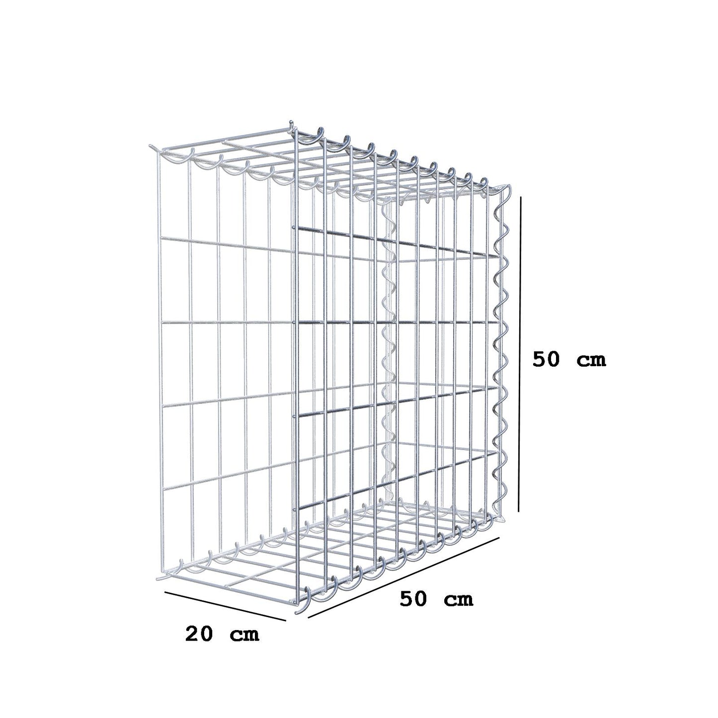 Grown-on gabion type 2 50 cm x 50 cm x 20 cm (L x H x D), mesh size 5 cm x 10 cm, spiral