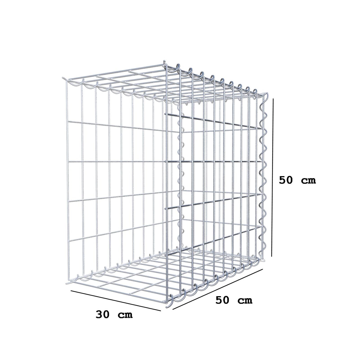 Grown-on gabion type 2 50 cm x 50 cm x 30 cm (L x H x D), mesh size 5 cm x 10 cm, spiral