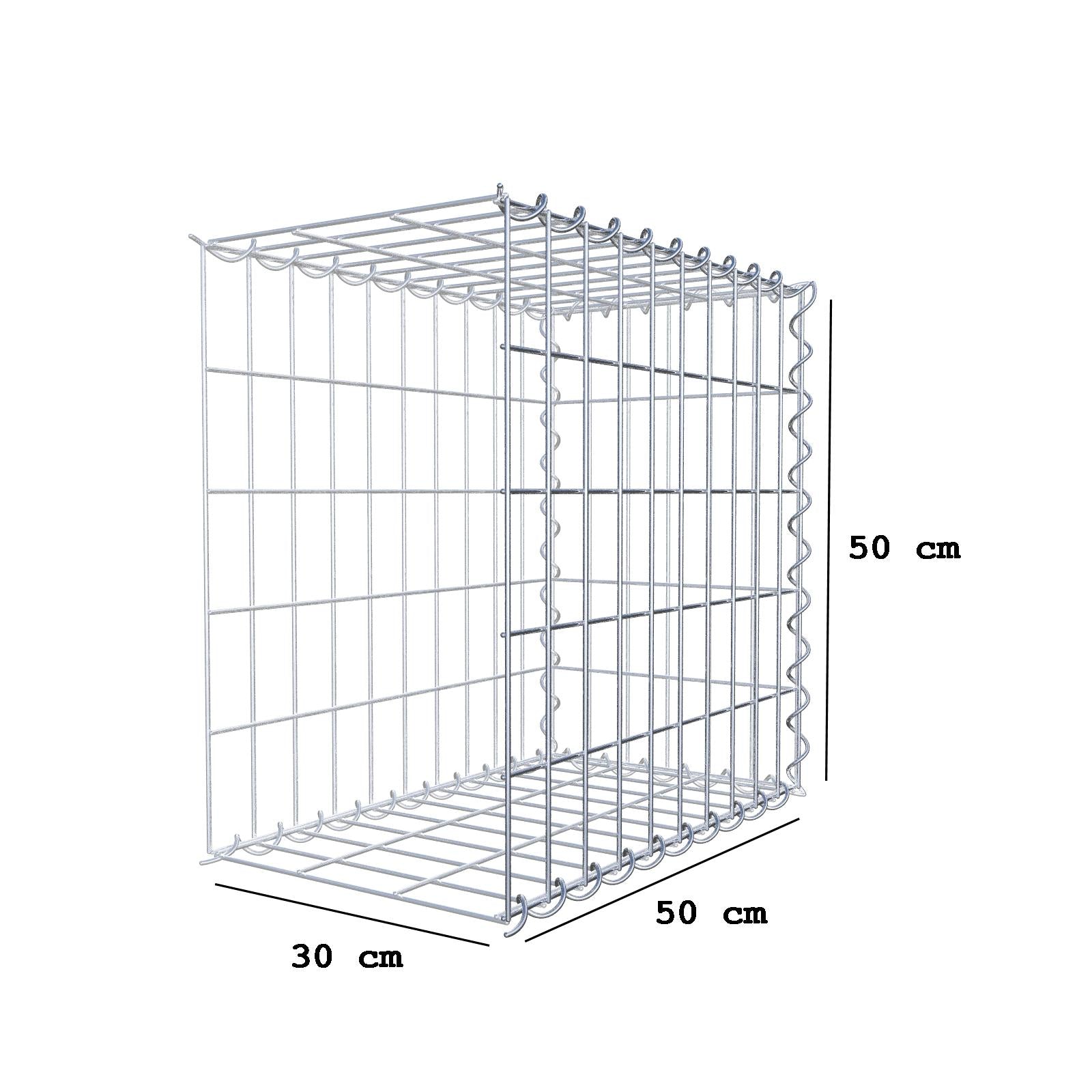 Aangegroeide schanskorf type 2 50 cm x 50 cm x 30 cm (L x H x D), maaswijdte 5 cm x 10 cm, spiraal