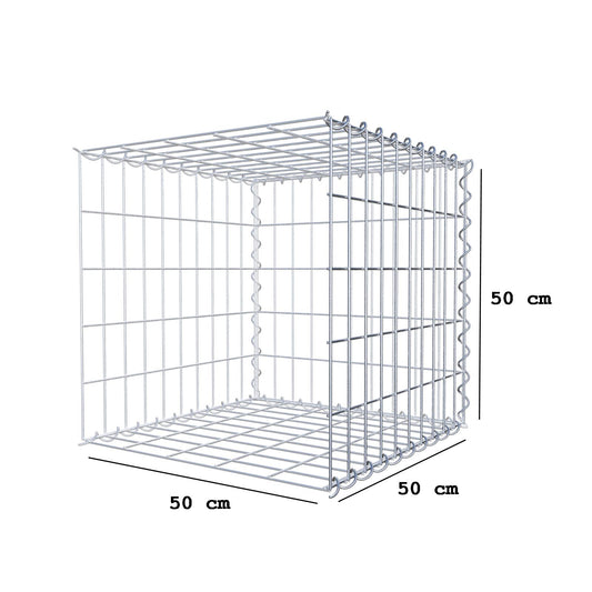 Gabião tipo 2 50 cm x 50 cm x 50 cm (C x A x P), malhagem 5 cm x 10 cm, espiral
