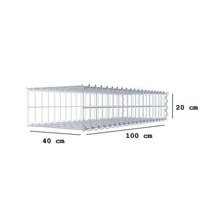 Gavión complementario tipo 2 100 cm x 20 cm x 40 cm (L x A x P), malla 5 cm x 10 cm, espiral