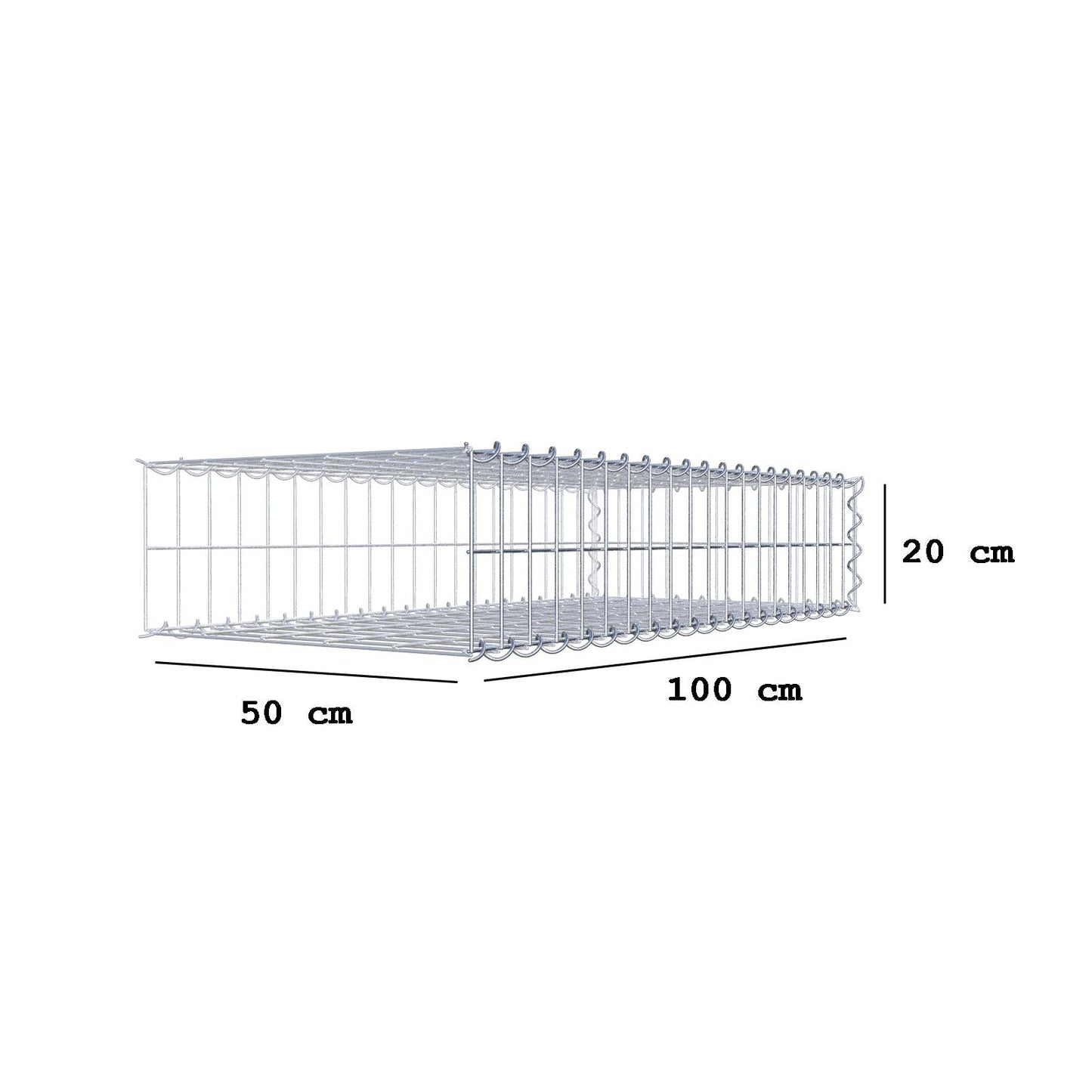 Anbaugabione Typ 2 100 cm x 20 cm x 50 cm (L x H x T), Maschenweite 5 cm x 10 cm, Spirale