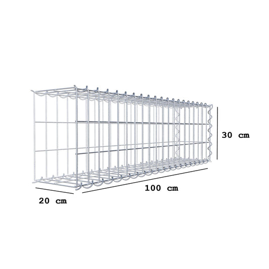 Grown-on gabion type 2 100 cm x 30 cm x 20 cm (L x H x D), mesh size 5 cm x 10 cm, spiral