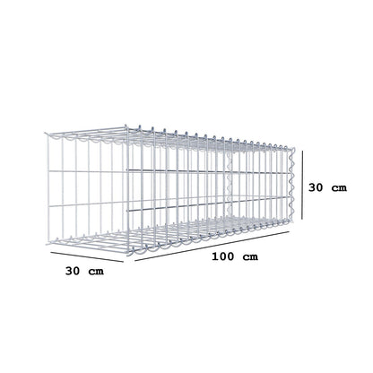 Gavión complementario tipo 2 100 cm x 30 cm x 30 cm (L x A x P), malla 5 cm x 10 cm, espiral