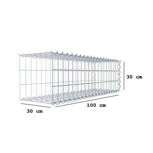 Gavión complementario tipo 2 100 cm x 30 cm x 30 cm (L x A x P), malla 5 cm x 10 cm, espiral