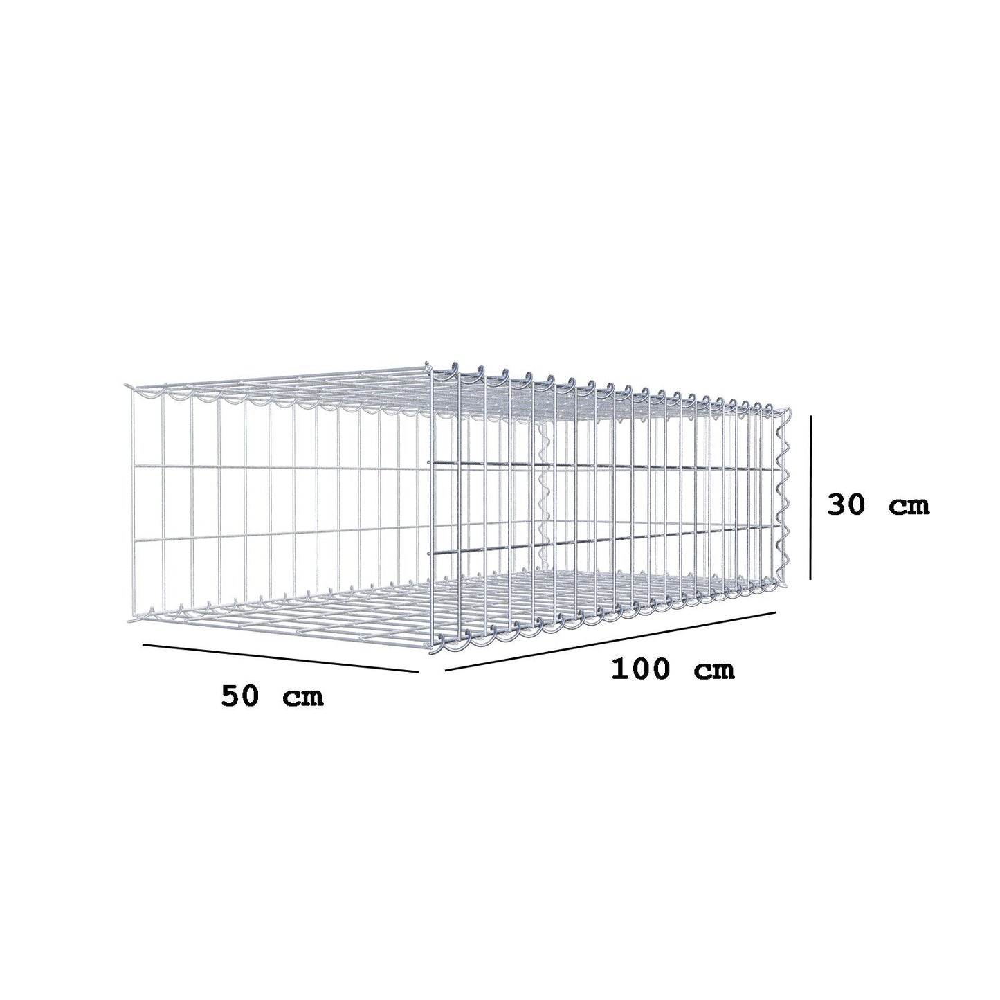 Anbaugabione Typ 2 100 cm x 30 cm x 50 cm (L x H x T), Maschenweite 5 cm x 10 cm, Spirale