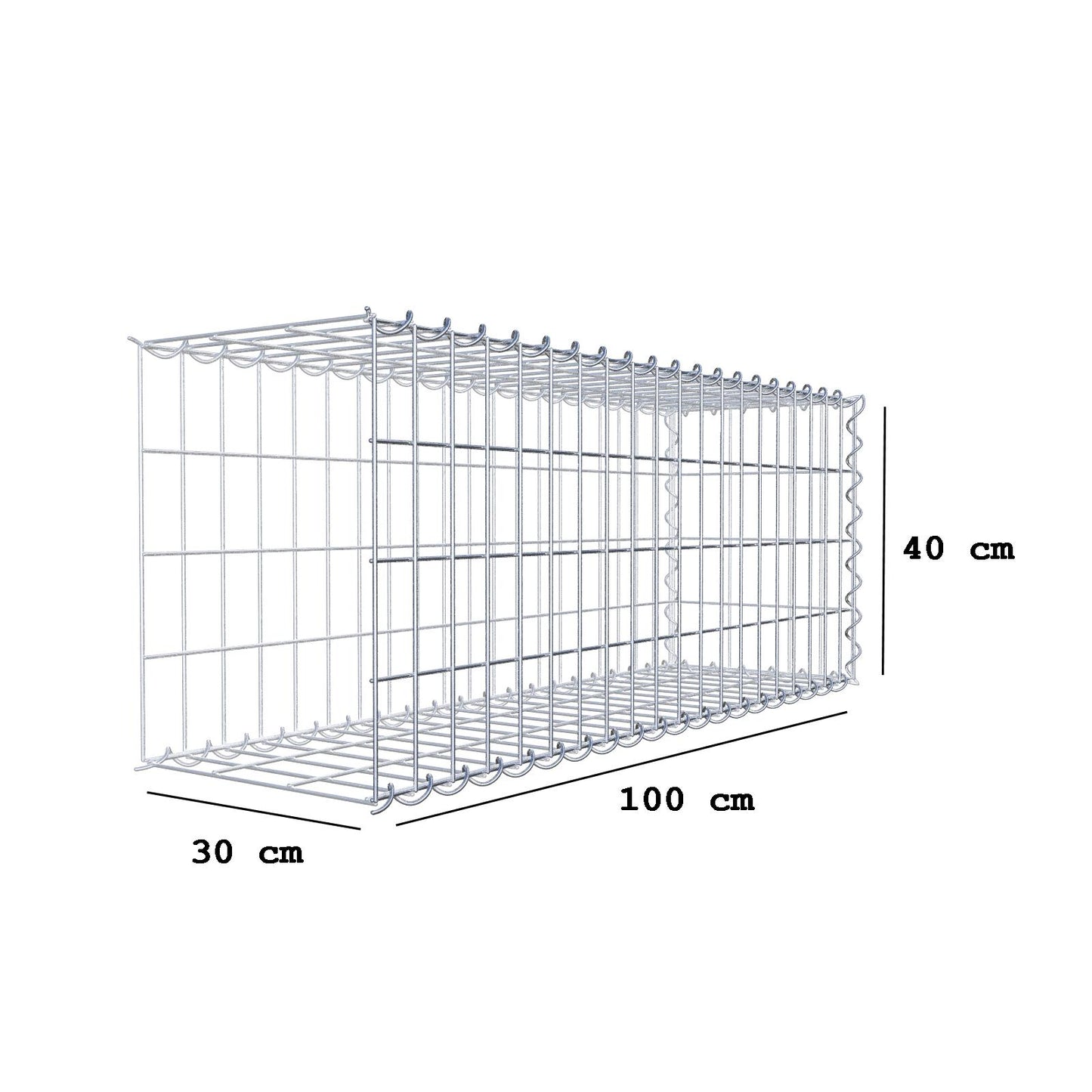 Påväxt gabion typ 2 100 cm x 40 cm x 30 cm (L x H x D), maskstorlek 5 cm x 10 cm, spiral