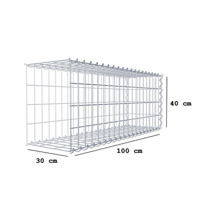 Påväxt gabion typ 2 100 cm x 40 cm x 30 cm (L x H x D), maskstorlek 5 cm x 10 cm, spiral