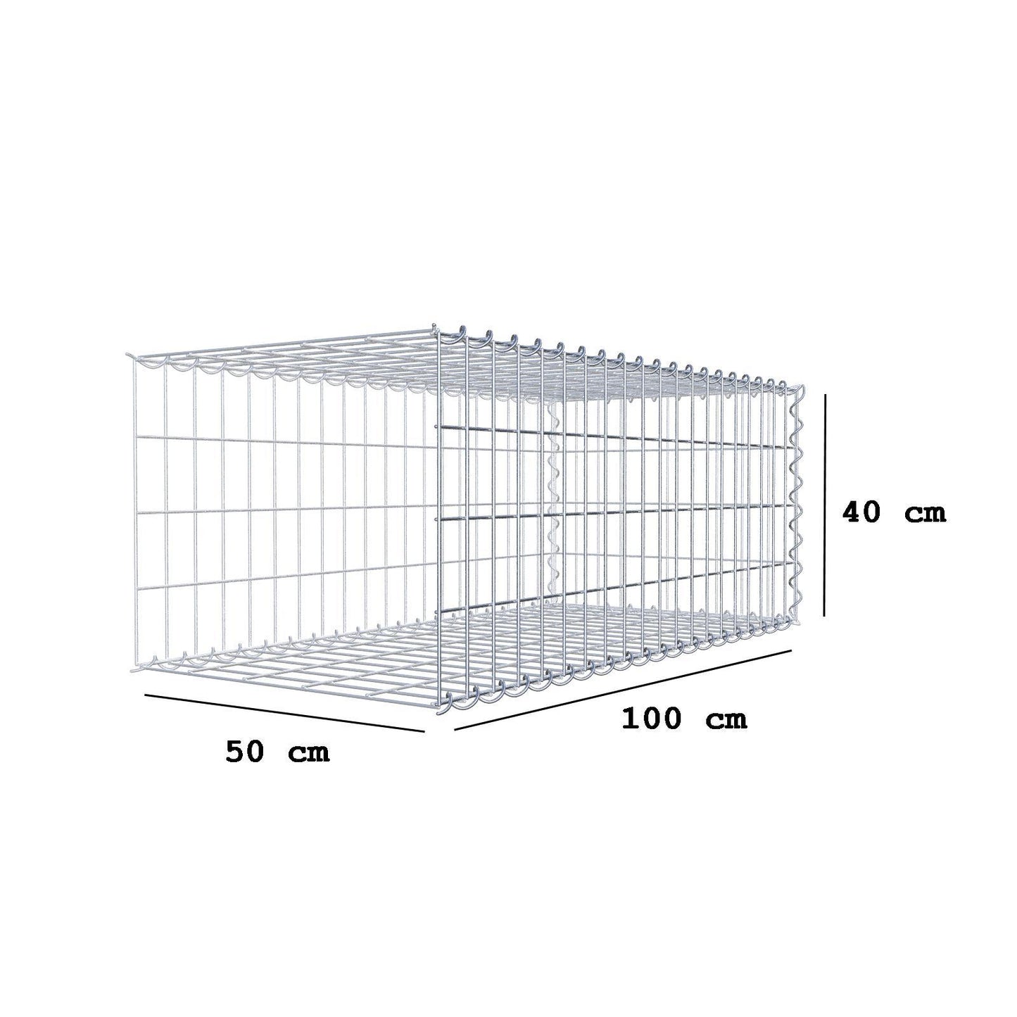 Grown-on gabion type 2 100 cm x 40 cm x 50 cm (L x H x D), mesh size 5 cm x 10 cm, spiral