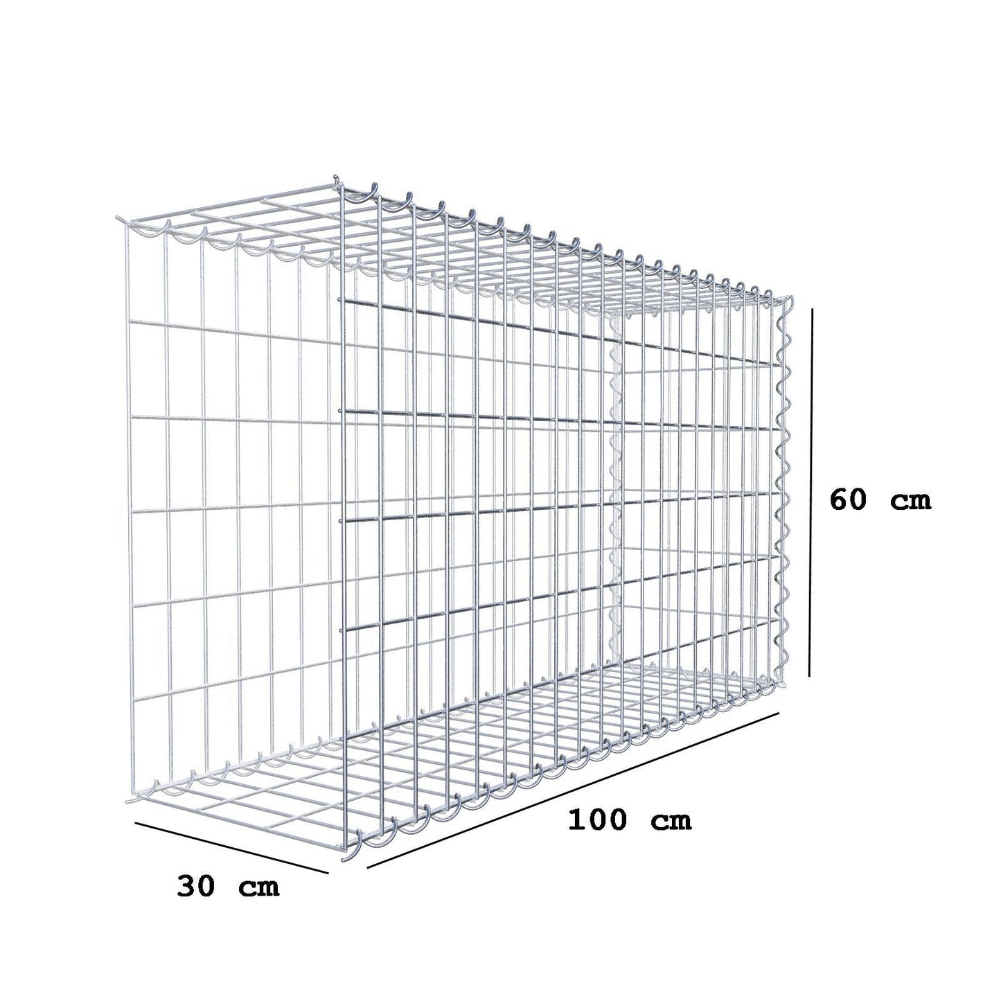 Påväxt gabion typ 2 100 cm x 60 cm x 30 cm (L x H x D), maskstorlek 5 cm x 10 cm, spiral