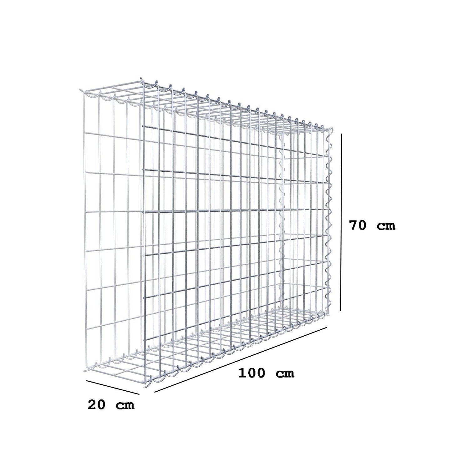 Grown-on gabion type 2 100 cm x 70 cm x 20 cm (L x H x D), mesh size 5 cm x 10 cm, spiral