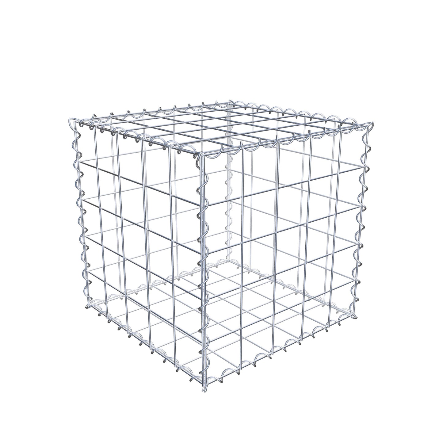 Gavión 50 cm x 50 cm x 50 cm (largo x alto x profundidad), tamaño de malla 10 cm x 10 cm, espiral