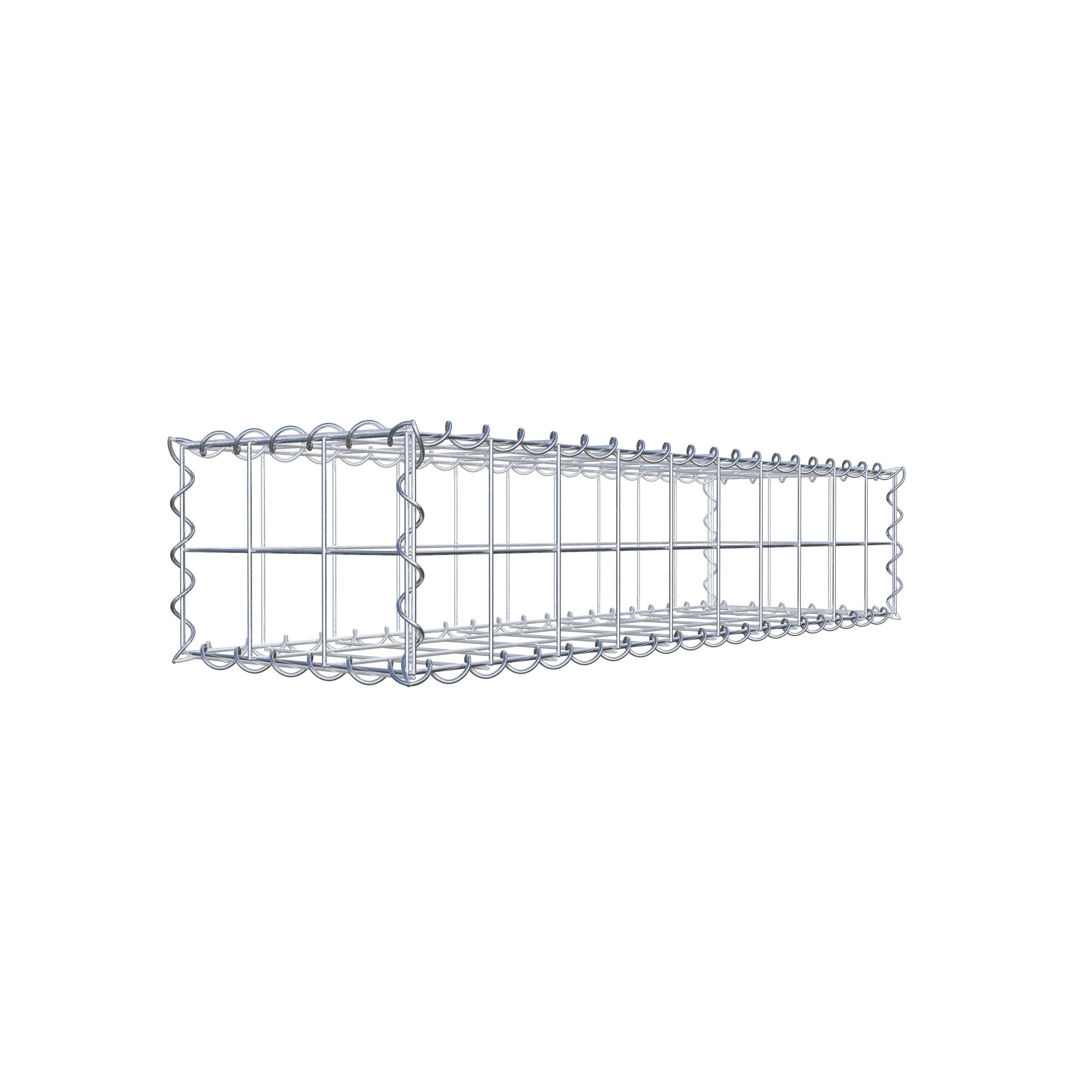 Schanskorf 100 cm x 20 cm x 30 cm (L x H x D), maaswijdte 10 cm x 10 cm, spiraalvormig