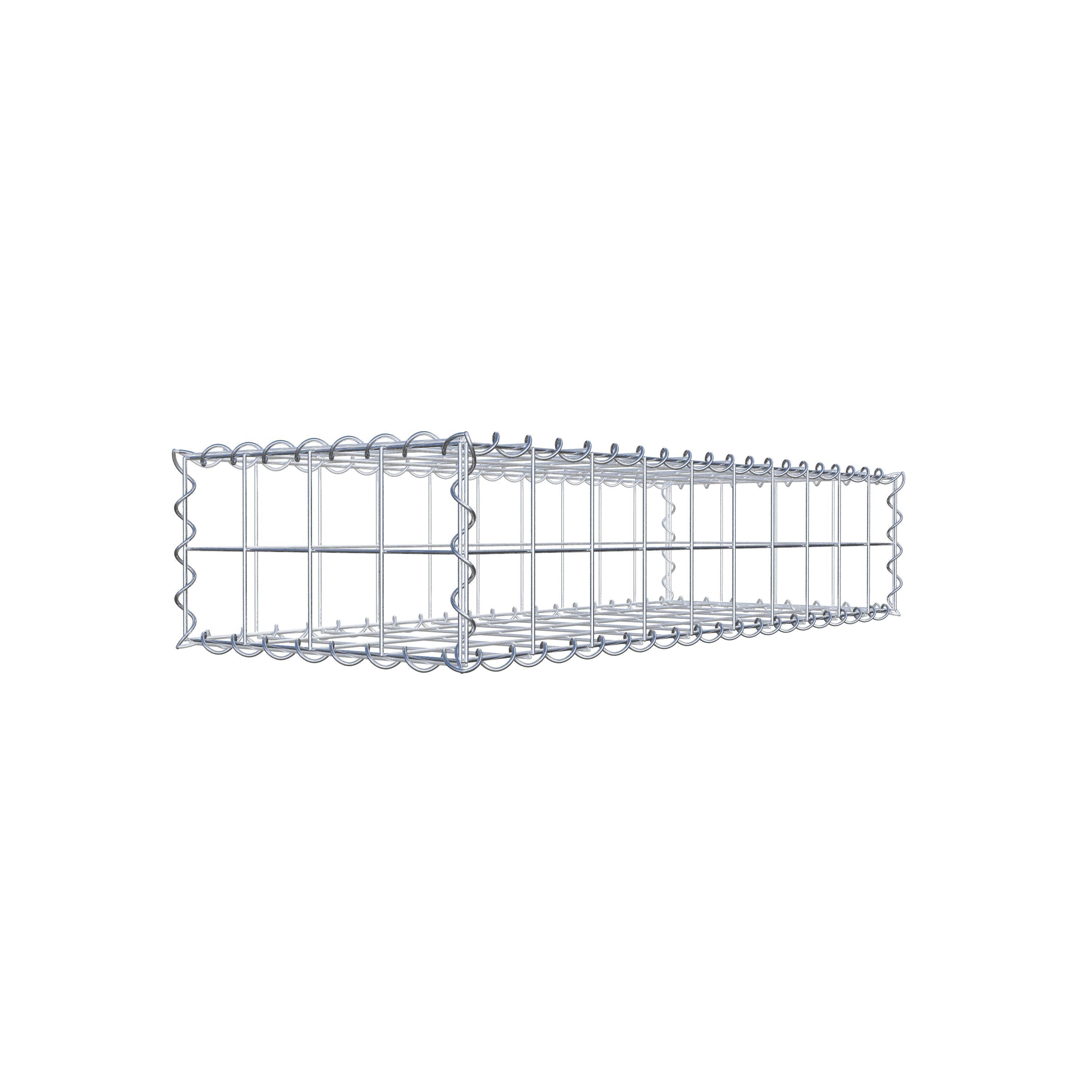 Schanskorf 100 cm x 20 cm x 40 cm (L x H x D), maaswijdte 10 cm x 10 cm, spiraalvormig