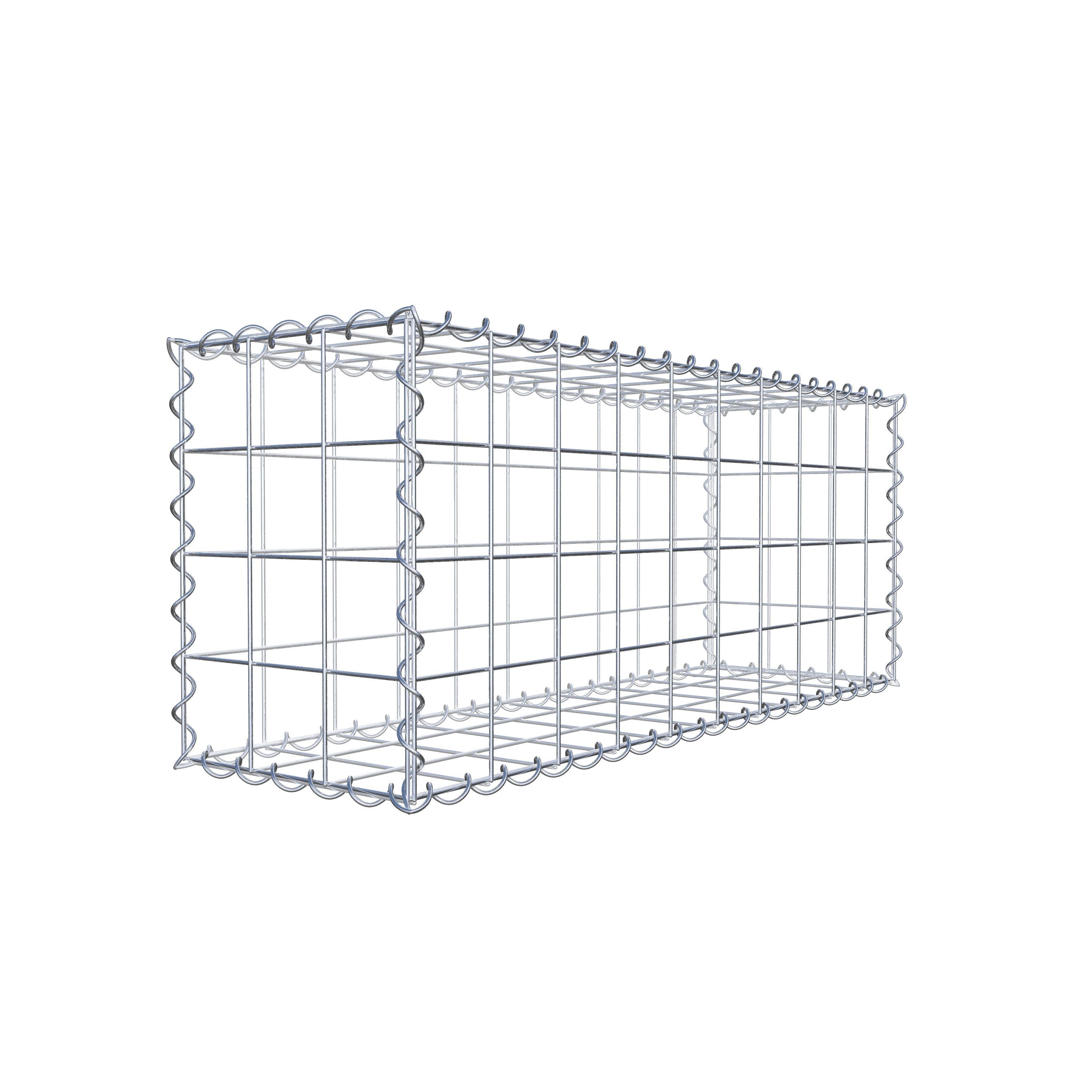 Schanskorf 100 cm x 40 cm x 30 cm (L x H x D), maaswijdte 10 cm x 10 cm, spiraalvormig