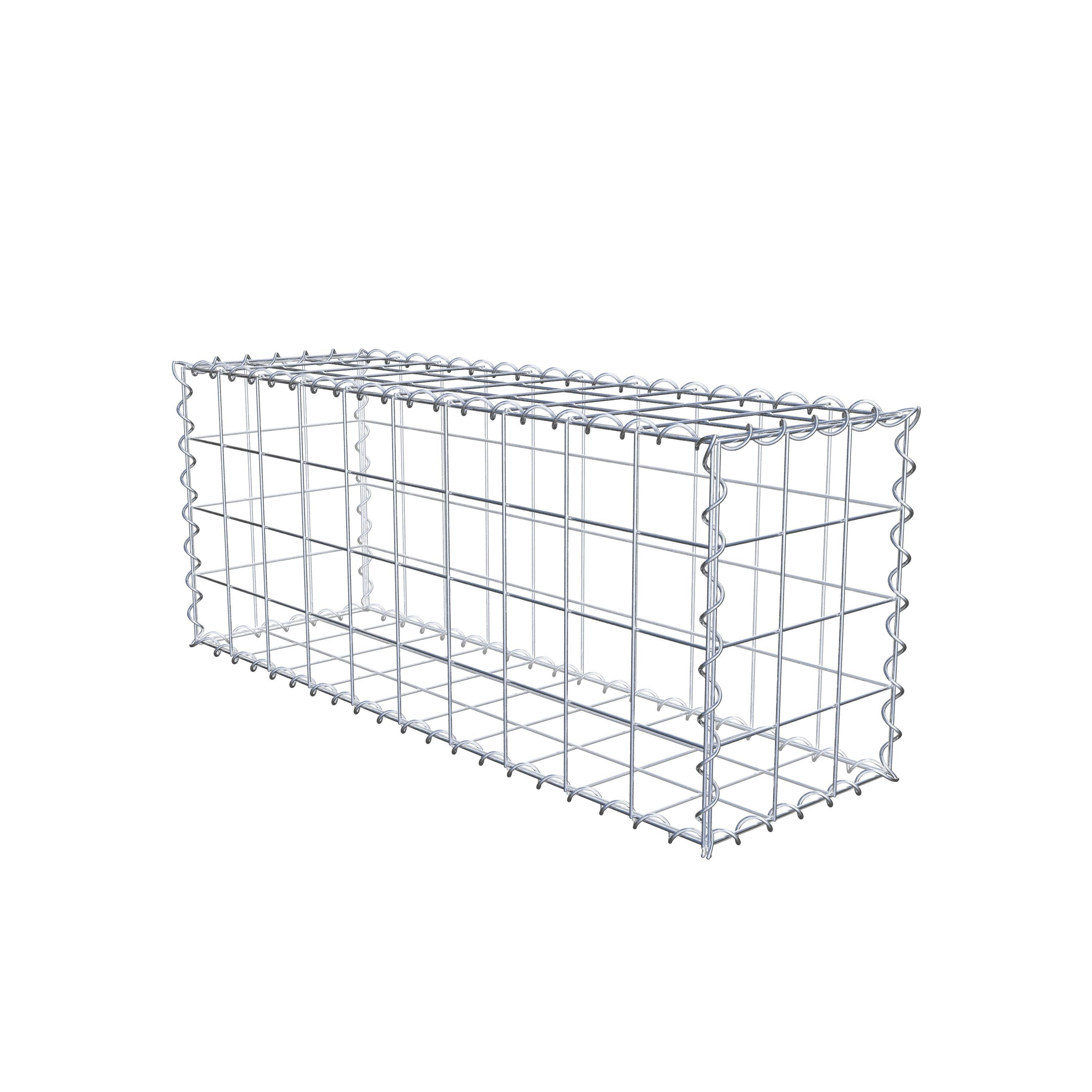 Schanskorf 100 cm x 40 cm x 30 cm (L x H x D), maaswijdte 10 cm x 10 cm, spiraalvormig