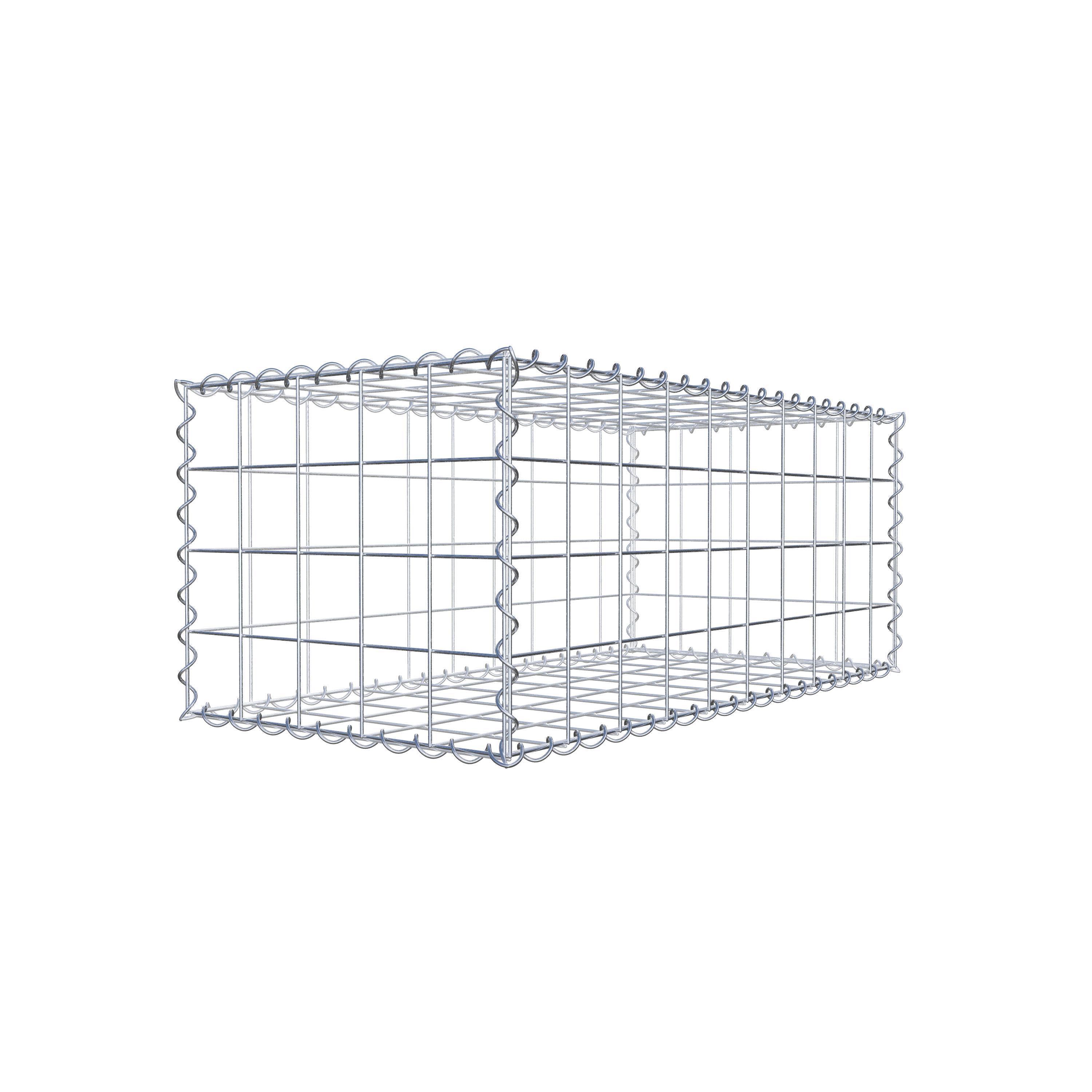 Schanskorf 100 cm x 40 cm x 50 cm (L x H x D), maaswijdte 10 cm x 10 cm, spiraalvormig