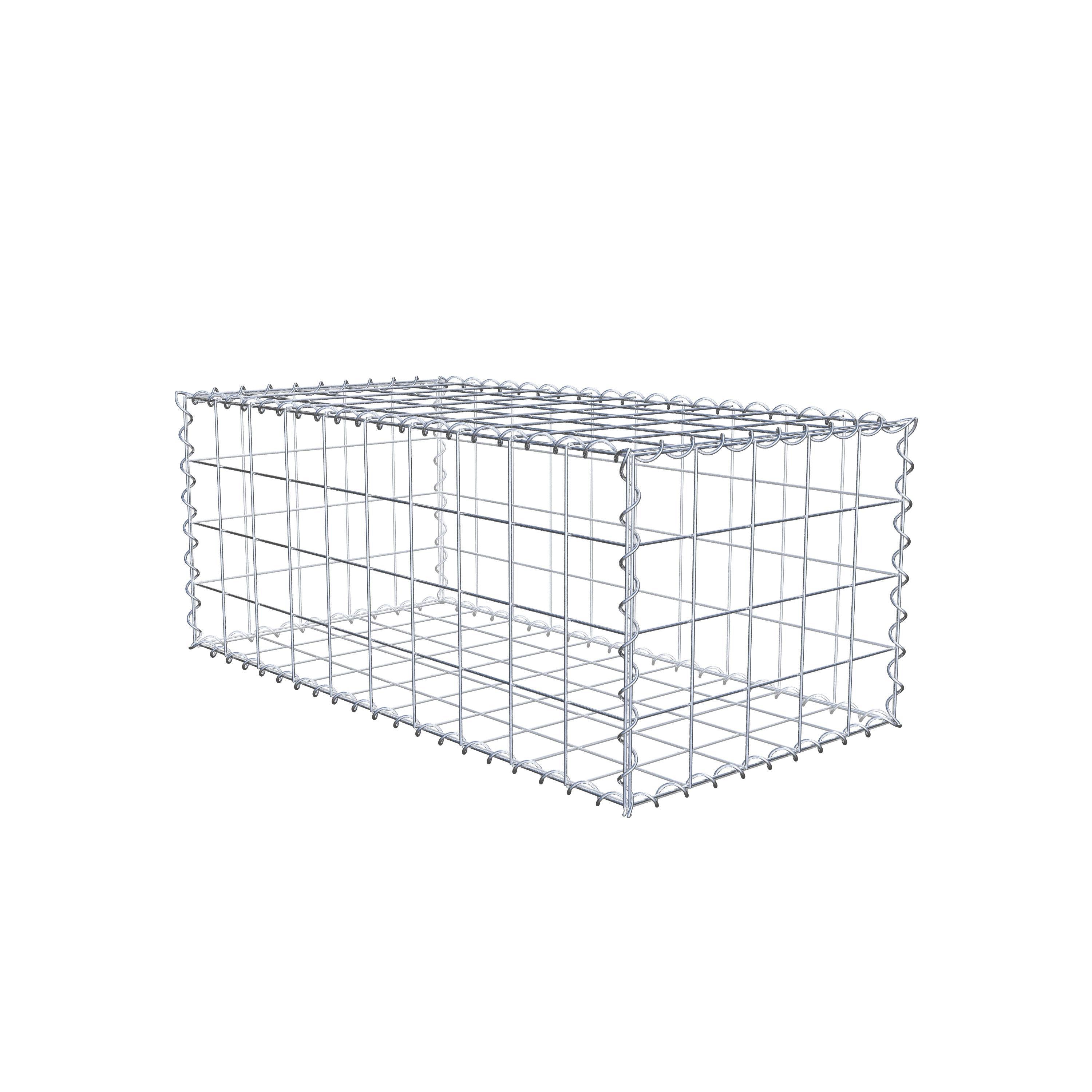 Schanskorf 100 cm x 40 cm x 50 cm (L x H x D), maaswijdte 10 cm x 10 cm, spiraalvormig