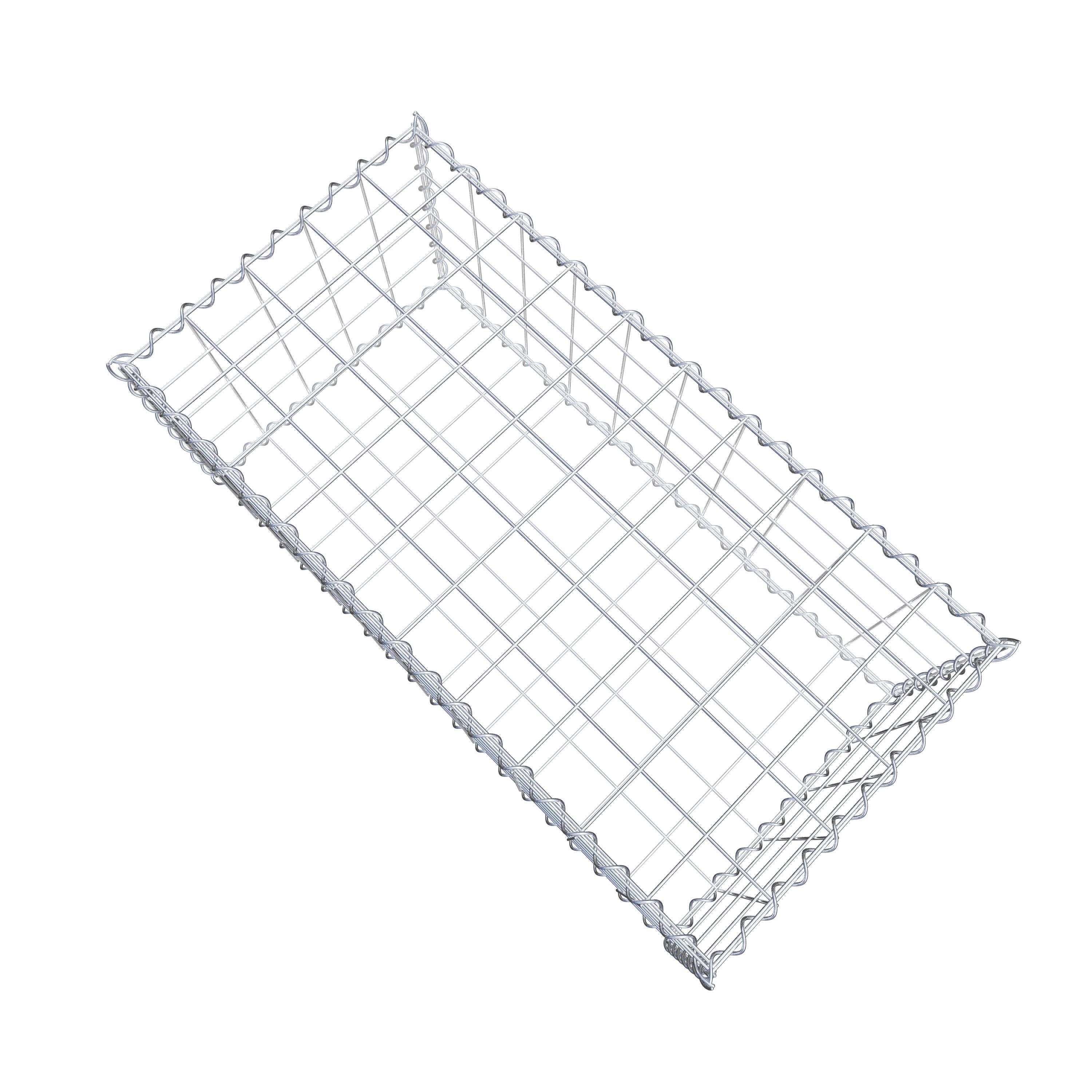 Schanskorf 100 cm x 40 cm x 50 cm (L x H x D), maaswijdte 10 cm x 10 cm, spiraalvormig