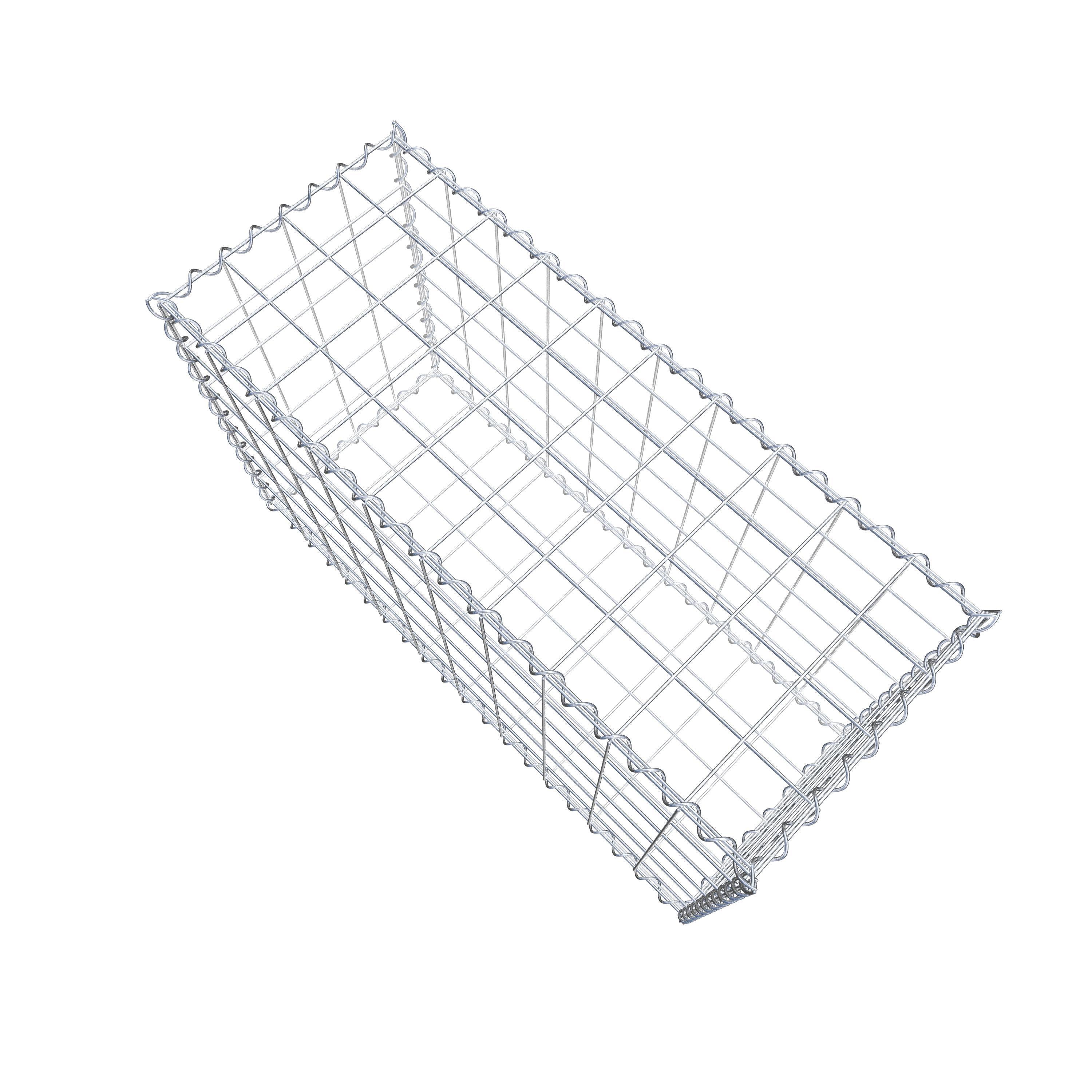 Schanskorf 100 cm x 60 cm x 40 cm (L x H x D), maaswijdte 10 cm x 10 cm, spiraalvormig