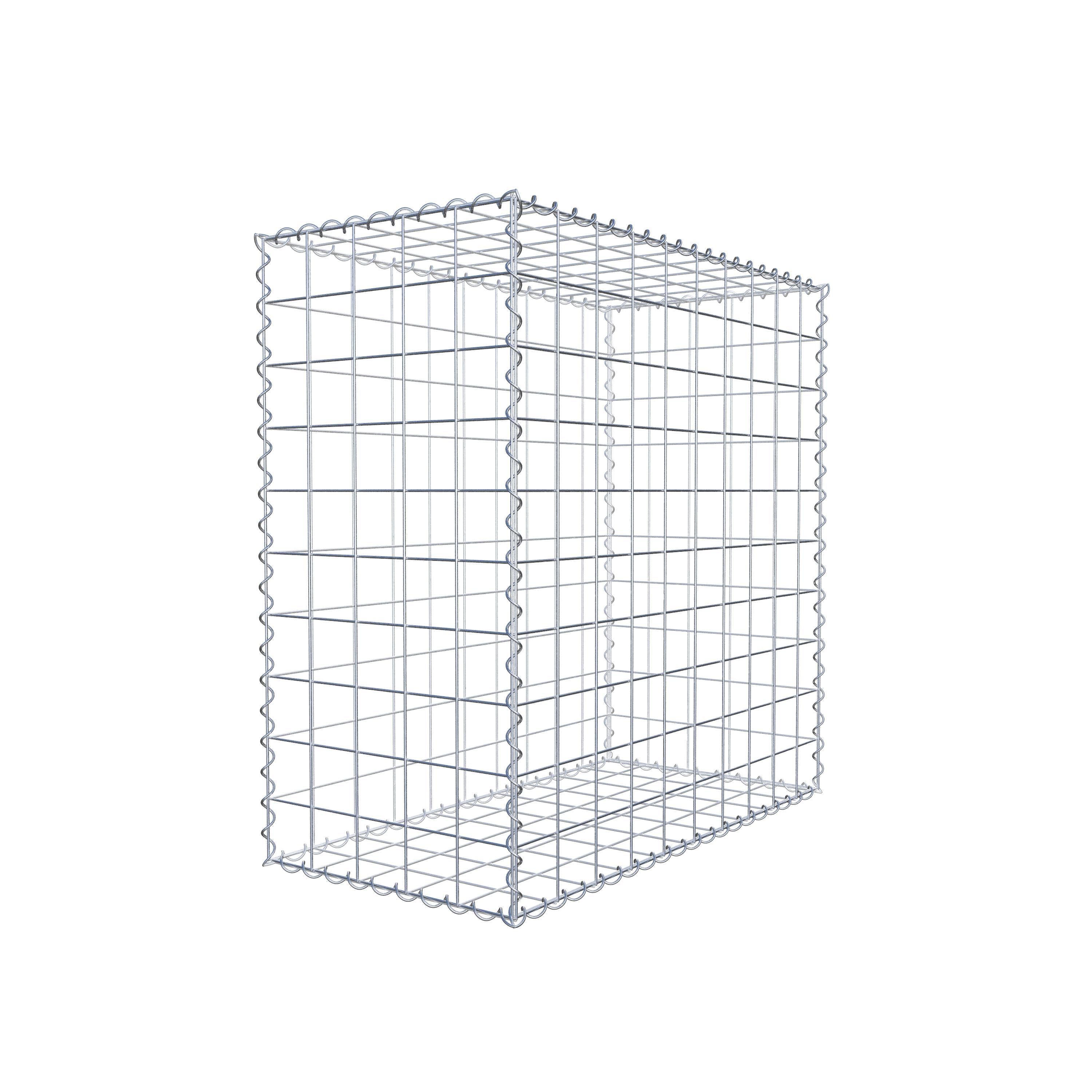 Schanskorf 100 cm x 100 cm x 50 cm (L x H x D), maaswijdte 10 cm x 10 cm, spiraalvormig