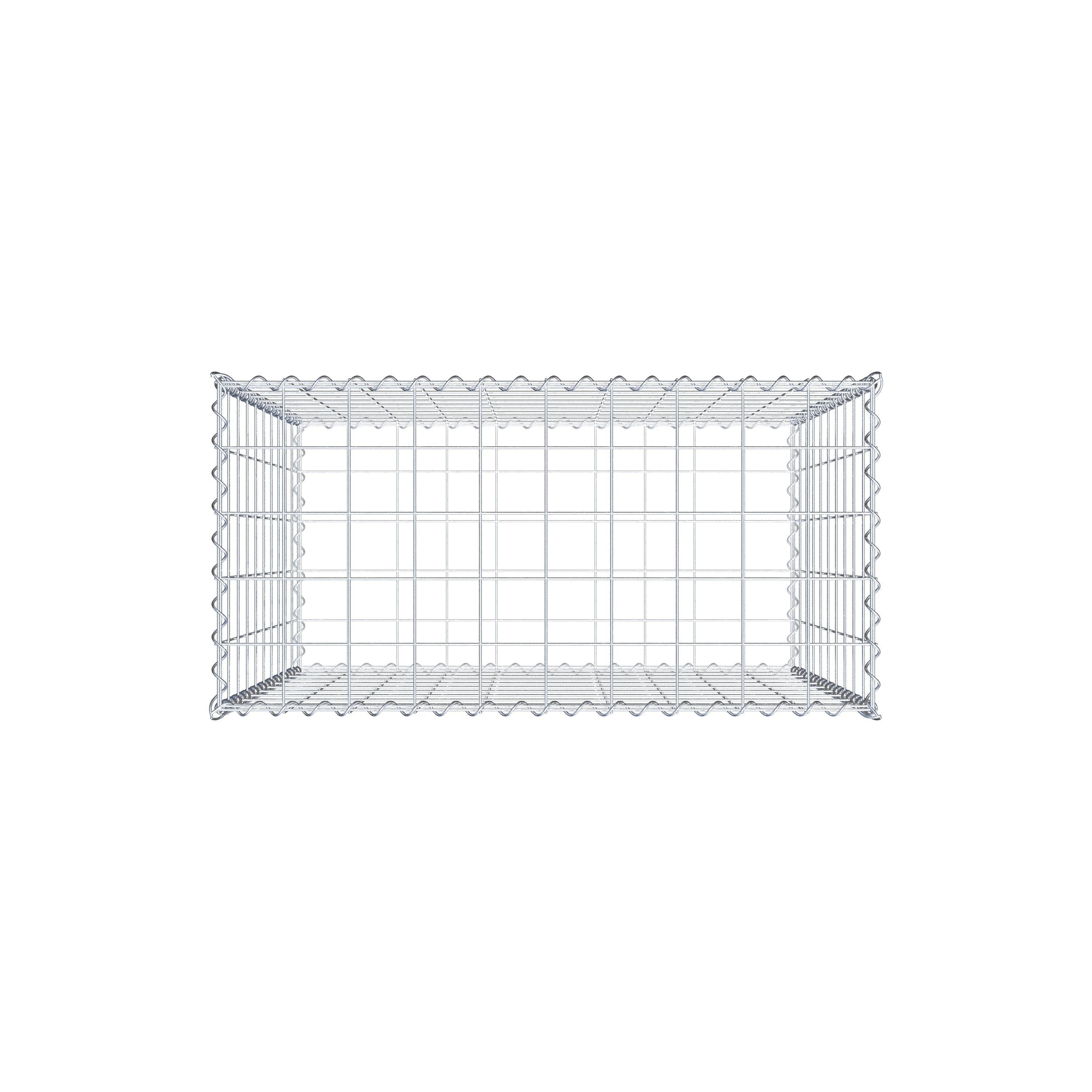 Schanskorf 100 cm x 100 cm x 50 cm (L x H x D), maaswijdte 10 cm x 10 cm, spiraalvormig