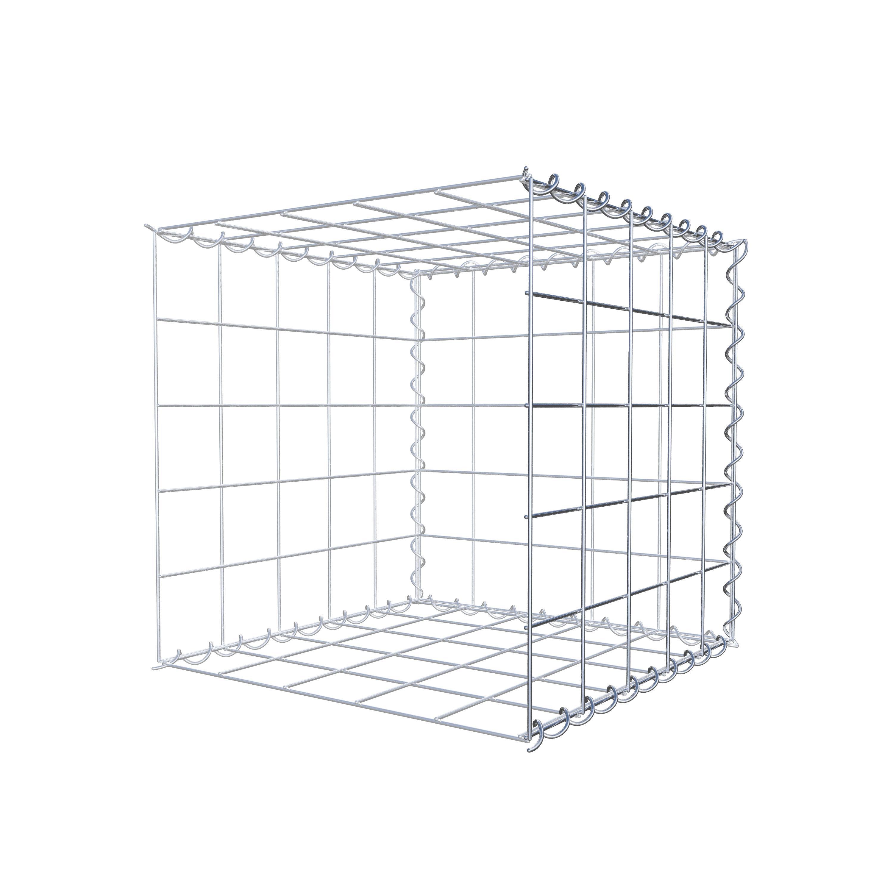 Aangegroeide schanskorf type 2 50 cm x 50 cm x 50 cm (L x H x D), maaswijdte 10 cm x 10 cm, spiraal